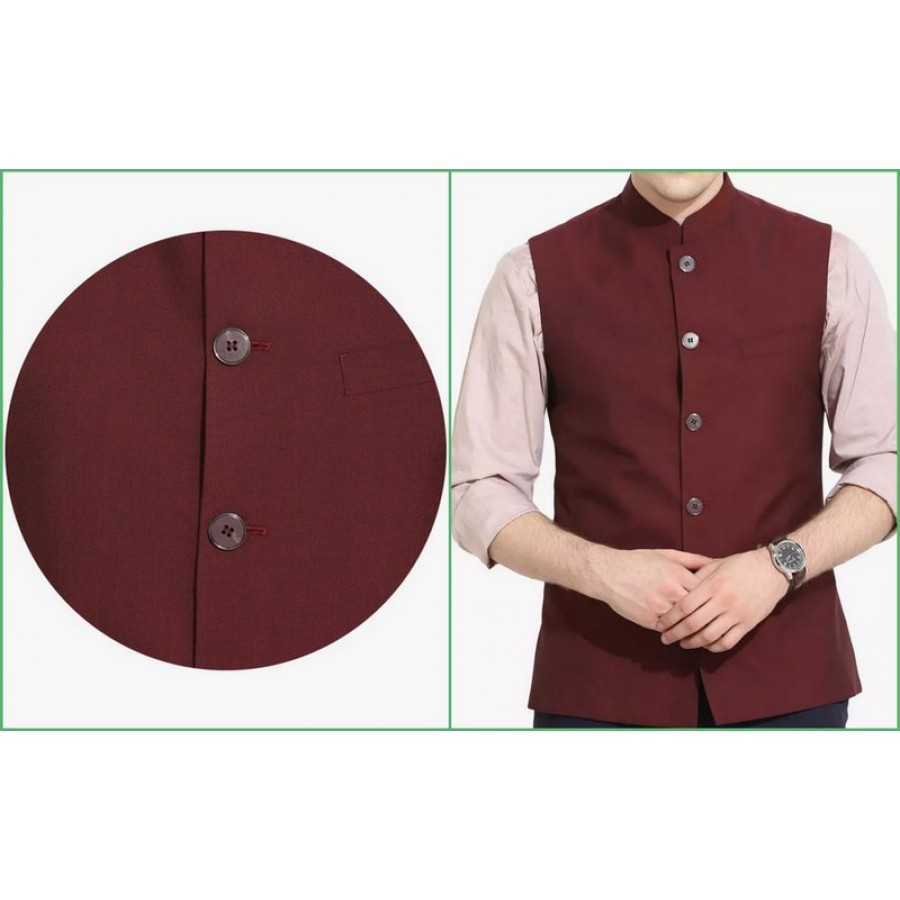 Kamaal Khan Maroon West Coat For Men - KK-34